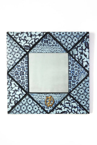 Swahili African Modern - 16" Square Bibire Wax Cloth Mirror