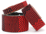 Red and Black Leather Cuff - Bracelets