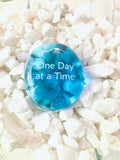 Power Words - ONE DAY AT A TIME - Glass Palm Stone